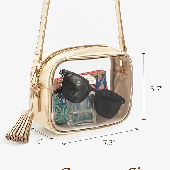 Stadium Approved PVC Crossbody Purse - Small Clear Bag with Adjustable Shoulder - Picture 2 of 6